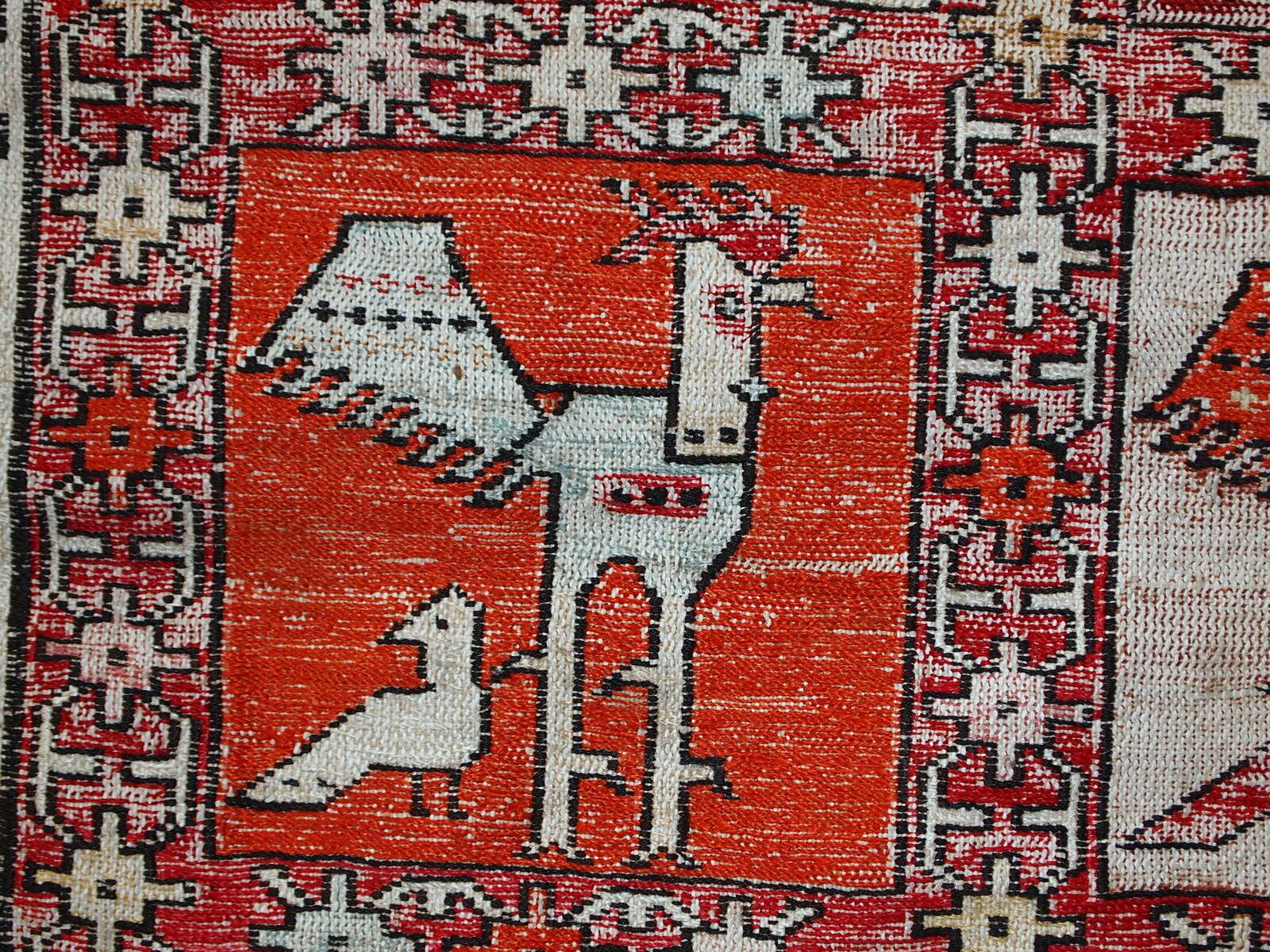 Kilim vintage fait main Sumak persan en soie artificielle 125cm x 183cm (19