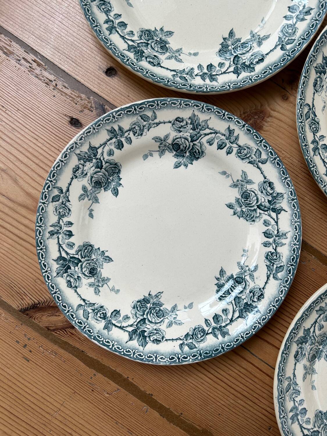 Set of 7 old flat plates