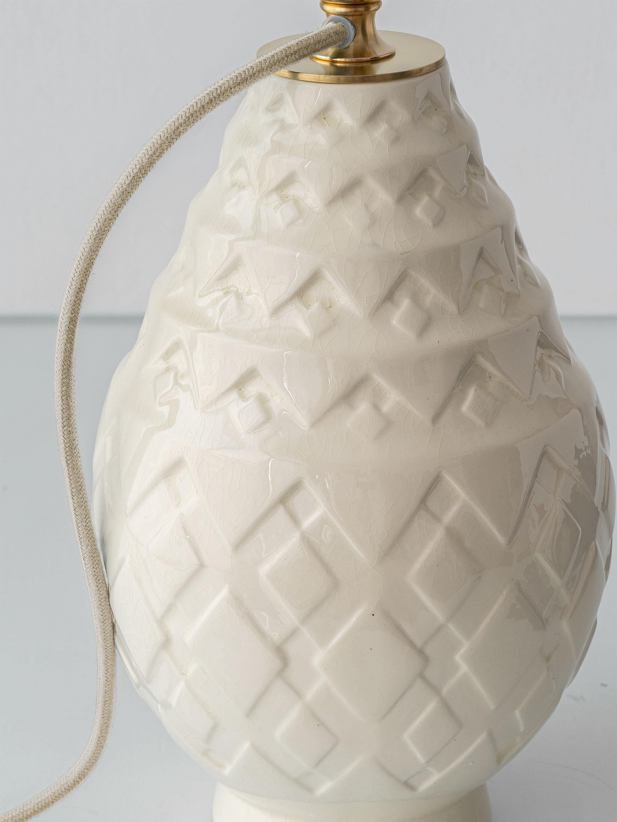Art Deco "Pineapple" Lamp, Charles Catteau for Boch Frères Keramis, c. 1925