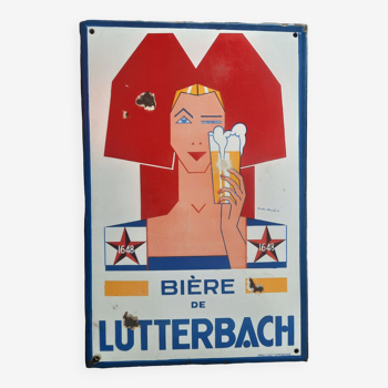 Old enamelled plate "Lutterbach beer" 38x58cm 1935