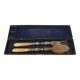 Old horn + silver-plated metal salad servers in their case