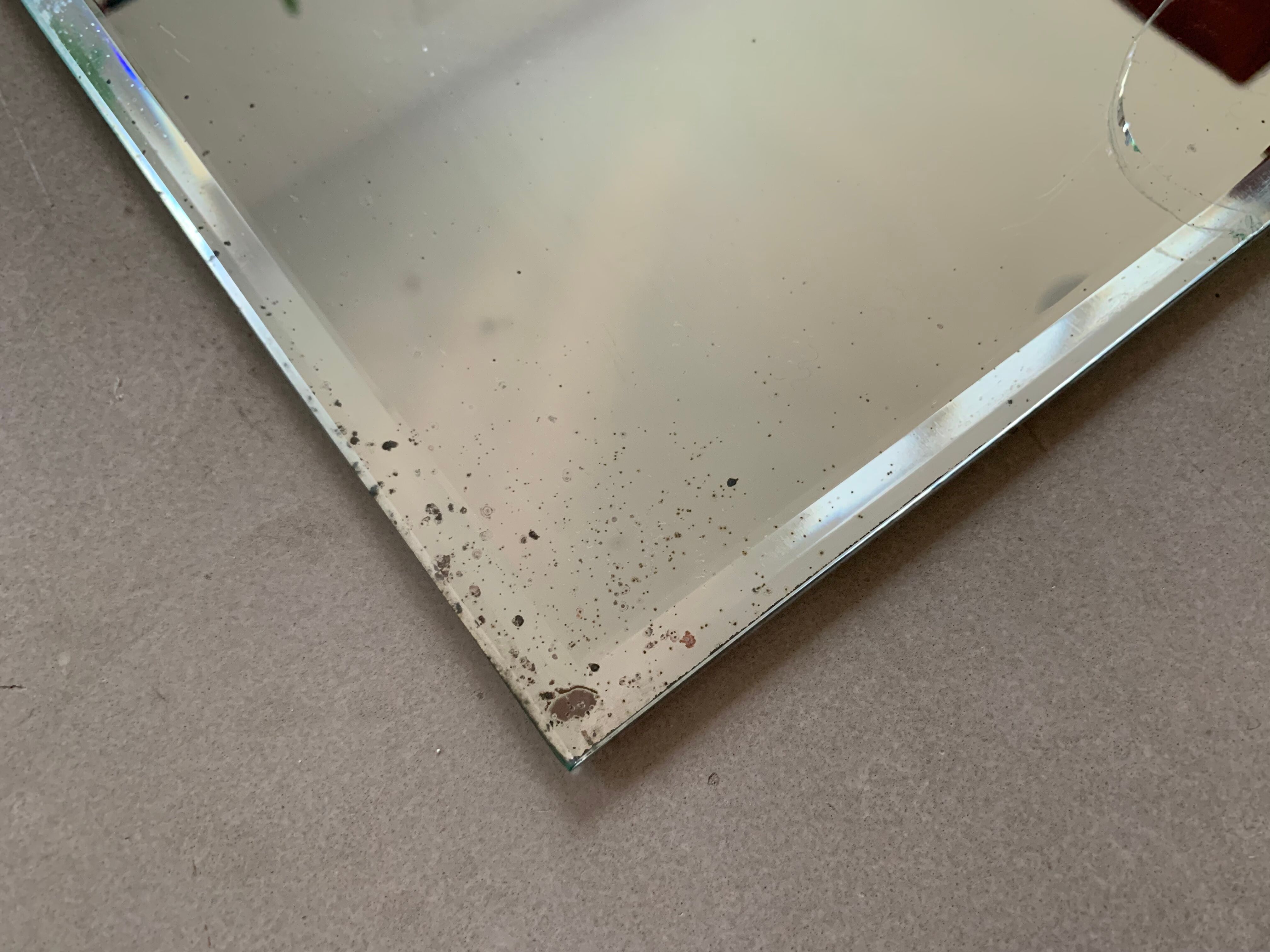 Antique beveled stitched mirror 38x54cm