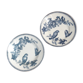 Duo d'assiettes aux mésanges faïence de Longwy
