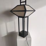 Japanese lamp in black lacquered wood and rice paper H:75cm