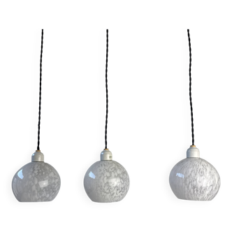 Lot 3 anciennes suspensions en verre de clichy vintage