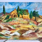 Oil on canvas painting ancient landscape