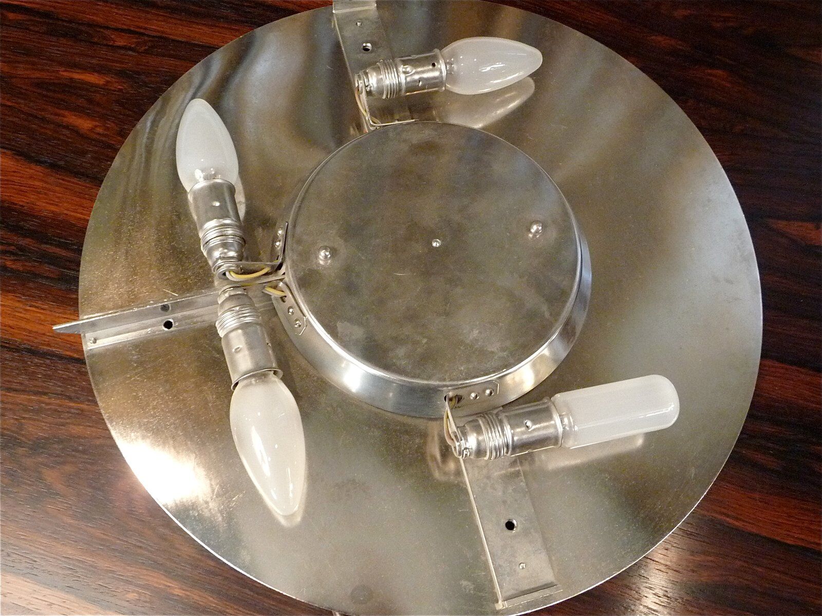 Illuminated round crystal glass mirror from Palwa, West-Germany 1950s
