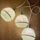 Vintage art deco triple globe pendant light in mint and gold glass