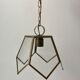 Brass pendant lamp and graphic gilded glass 60s-70s
