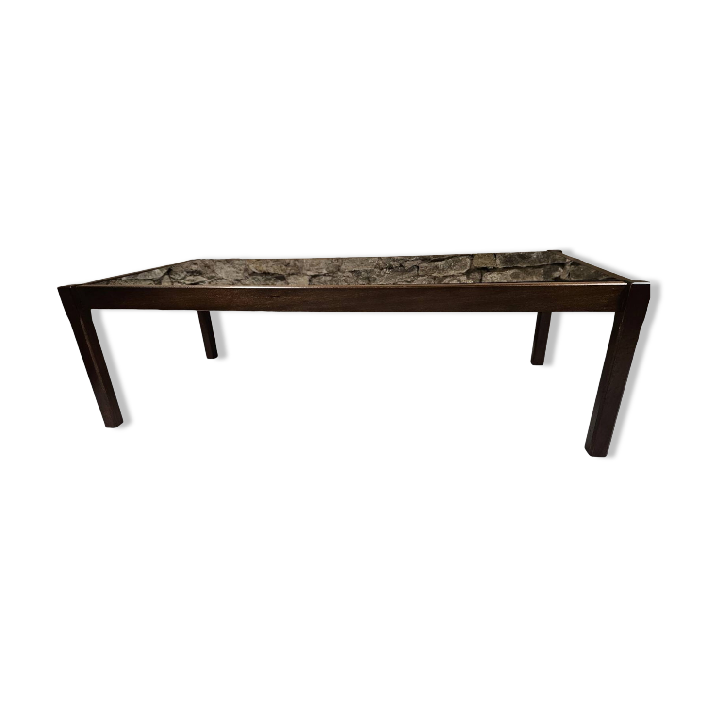 Teak coffee table with smoked glass 1970"