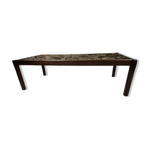 Table basse teck verre