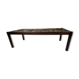 Teak coffee table with smoked glass 1970"