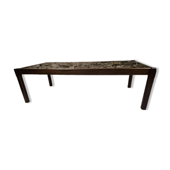 Teak coffee table with smoked glass 1970"