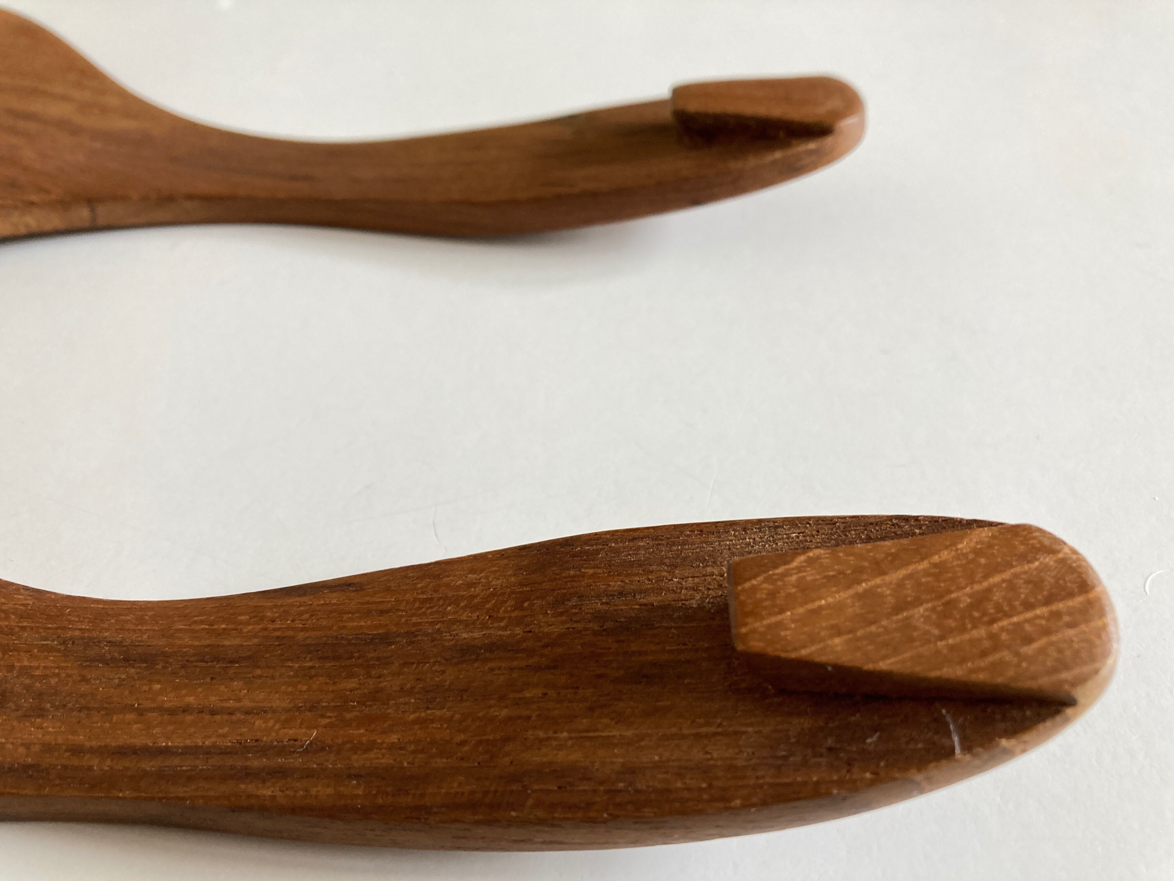 Pair of XXL Scandinavian service cutlery in solid teak 1960