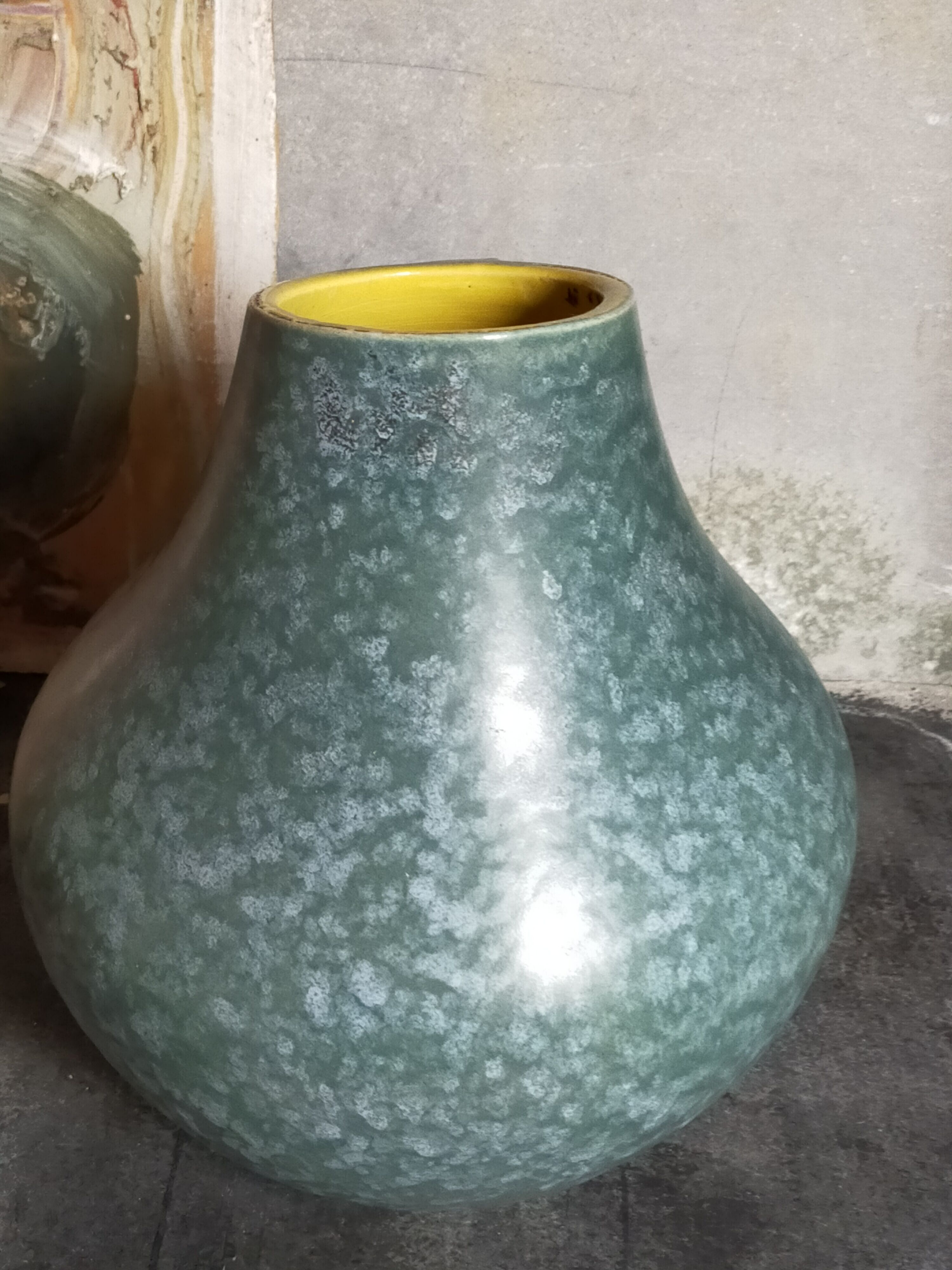 German ceramic vase Art-Deco with speckled enamel model n°377