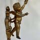 Pair of vintage wall lights in gilded metal and opaline, Italy 1950.