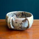 Rustic sandstone bowl with two handles
