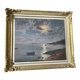 Old painting signed Roger de la Corbières – Seascape in the moonlight