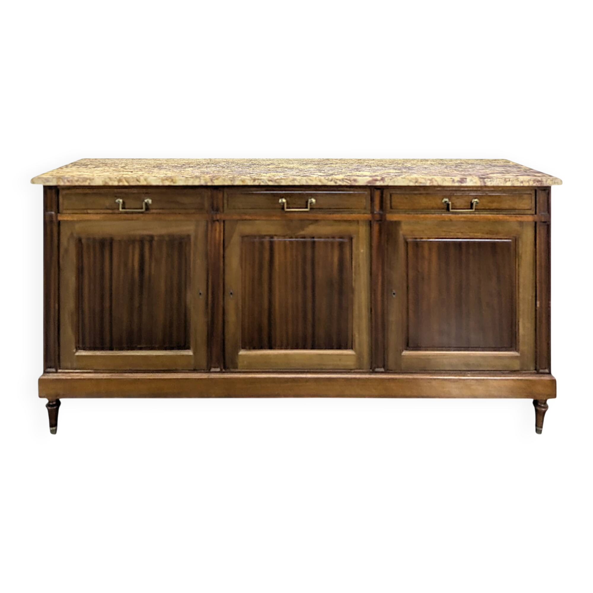 Mahogany and breccia marble sideboard
