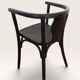 Curved black lacquered wooden armchair in Thonet style