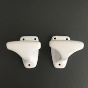 Pair of retro white porcelain hooks