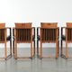 Black leather set of 4 Art Deco design dining chairs with armrests
