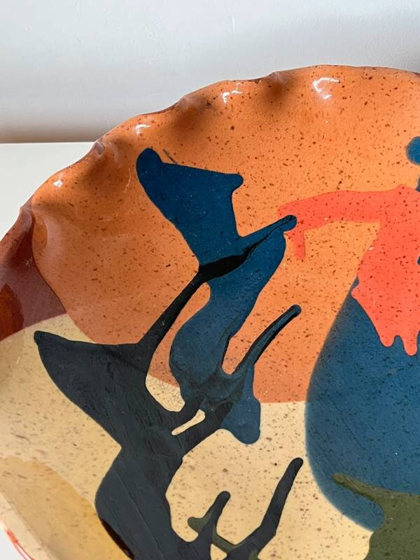 Abstract glazed ceramic fruit bowl / bowl / fruit basket