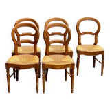 4 or 5 Louis Philippe chairs in solid wood and straw