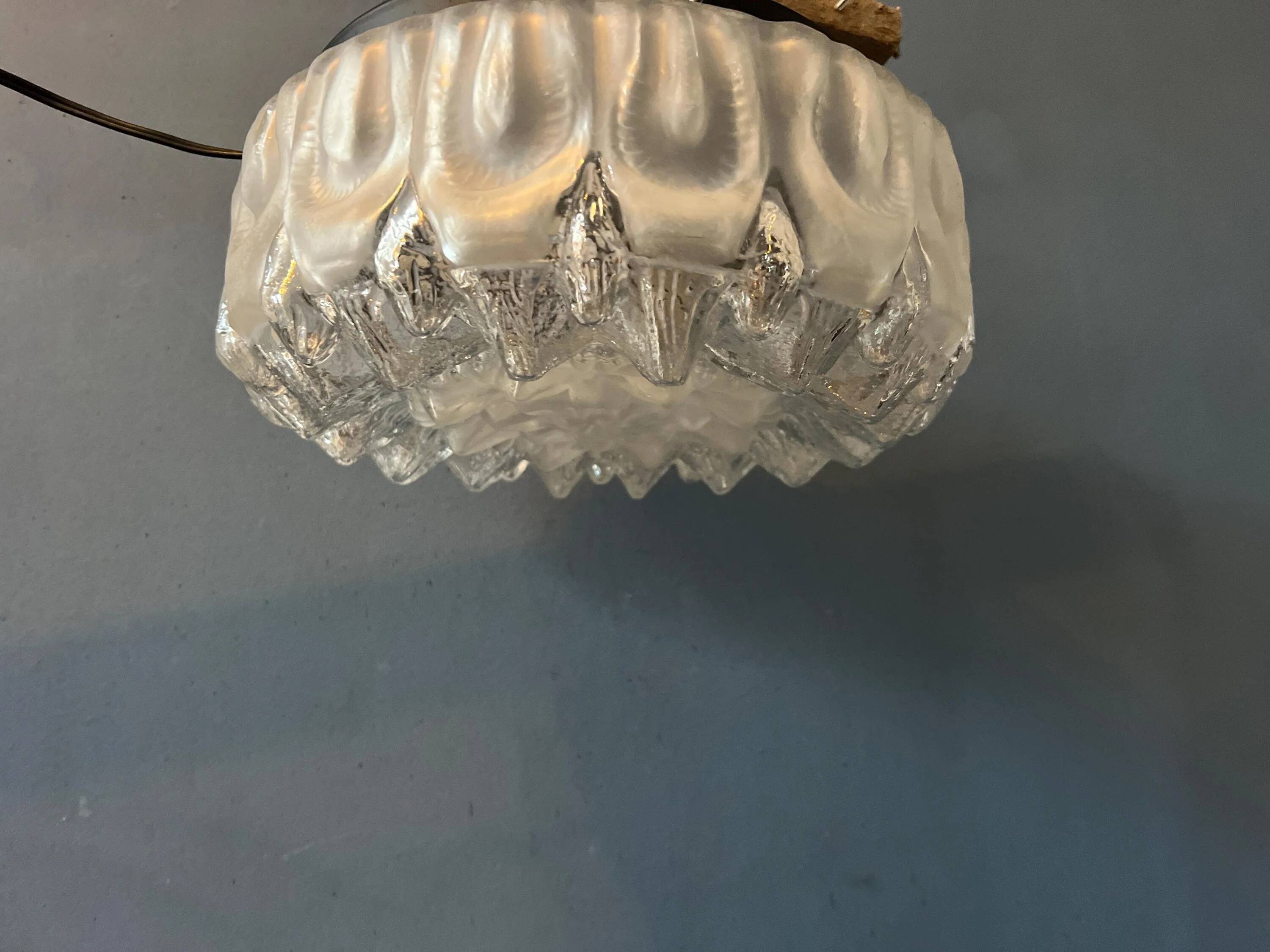 Vintage mid-century decorative ceiling light in thick glass.
