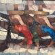 Swedish Oil on Panel"Fishermen" by Marylilla , Vintage and Framed