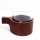 Set of 6 glasses or cups made of glass and teak