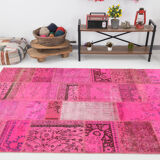 5x8 Pink Vintage Patchwork Rug 242x164Cm
