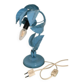 Antique plant-shaped lamp in blue enamelled metal