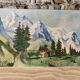 Large chalet mountain landscape oil on panel / old painting