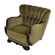 Fauteuil danois en tissu vert et chêne, 1960