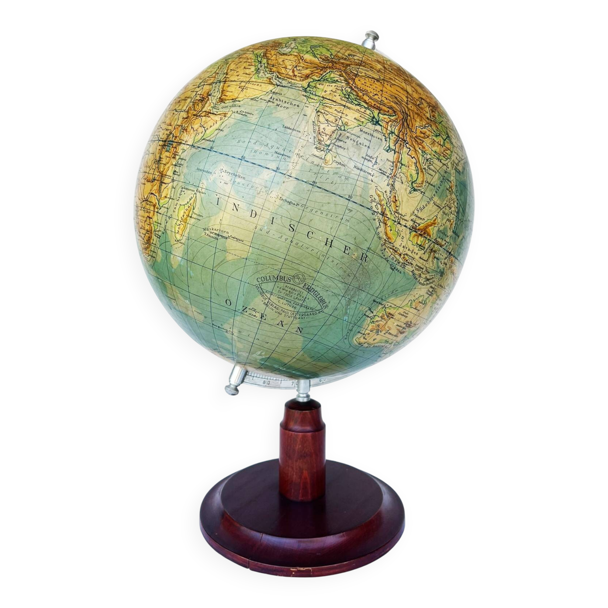 Large Earth globe 40s - Art Deco - Columbus Berlin  50 cm H