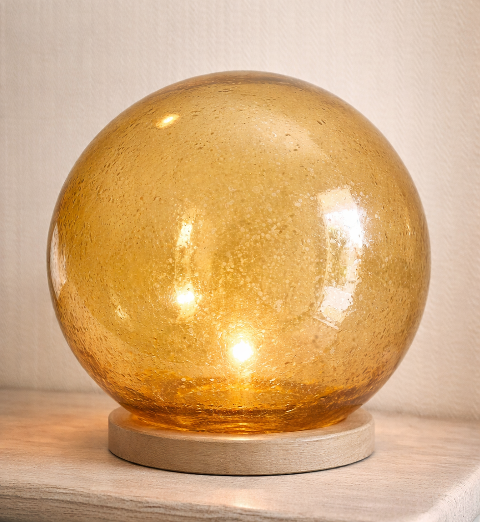 Large blown glass globe with bubbles