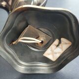 Pair of antique gold-plated brass and smoked glass wall lights.