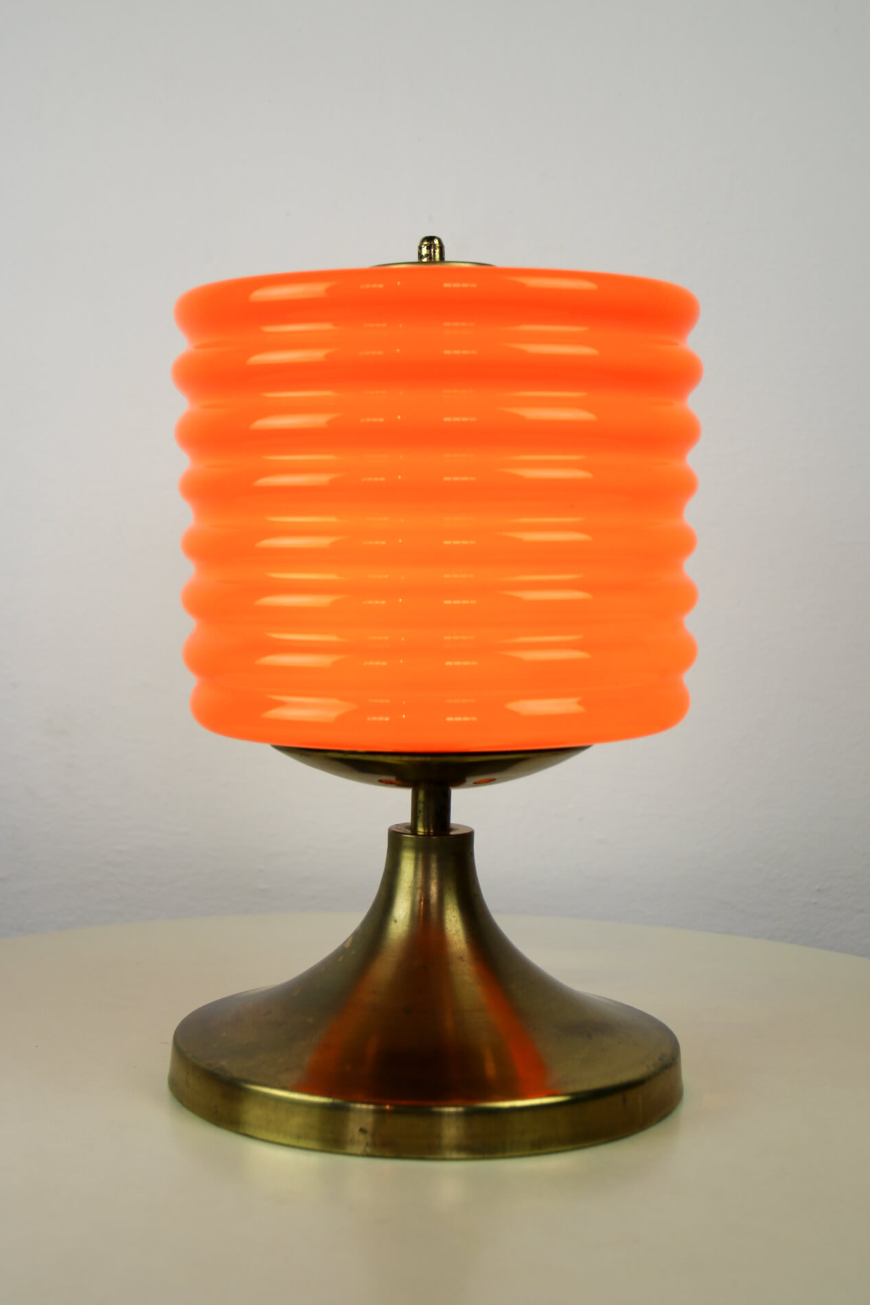 Mid-century orange glass table lamp