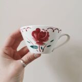 Badonviller retro mugs, red rose