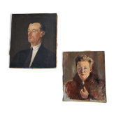 Oils on canvas portraits couple old paintings