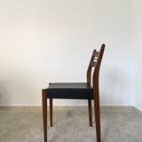 6 scandinavian chairs wood and black skai