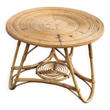 Round rattan coffee table in the Audoux Minet style