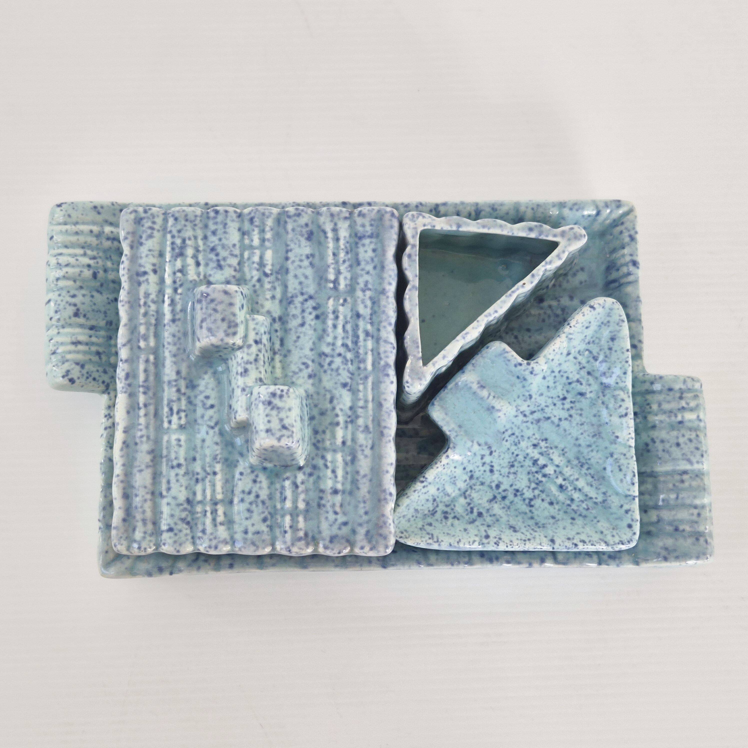 Ensemble a tabac ceramique bleue vintage 1950 italien 50s 1950s rockabilly