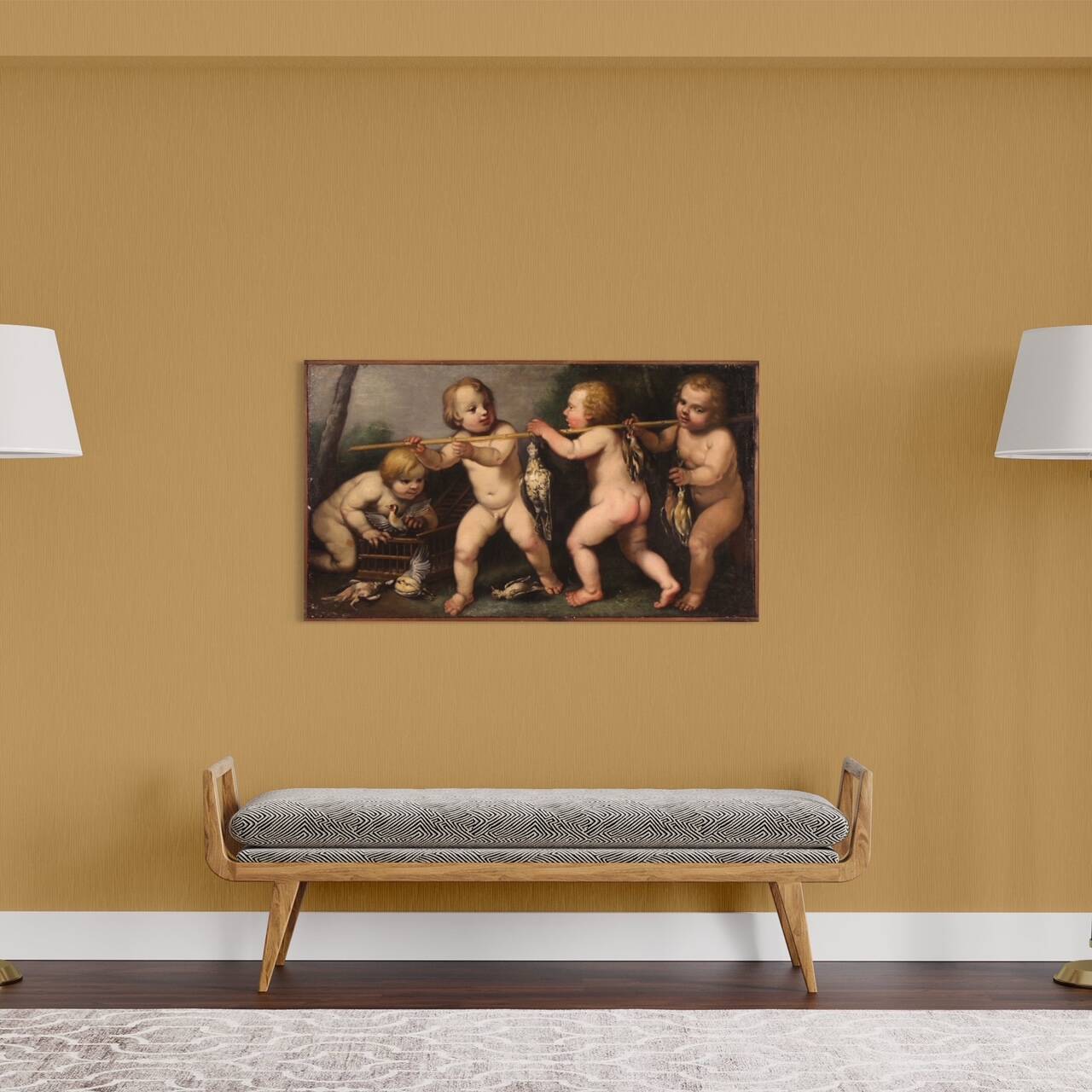 17th century Italian school painting, cherub games