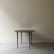 table basse vintage ronde en verre noir, 1950