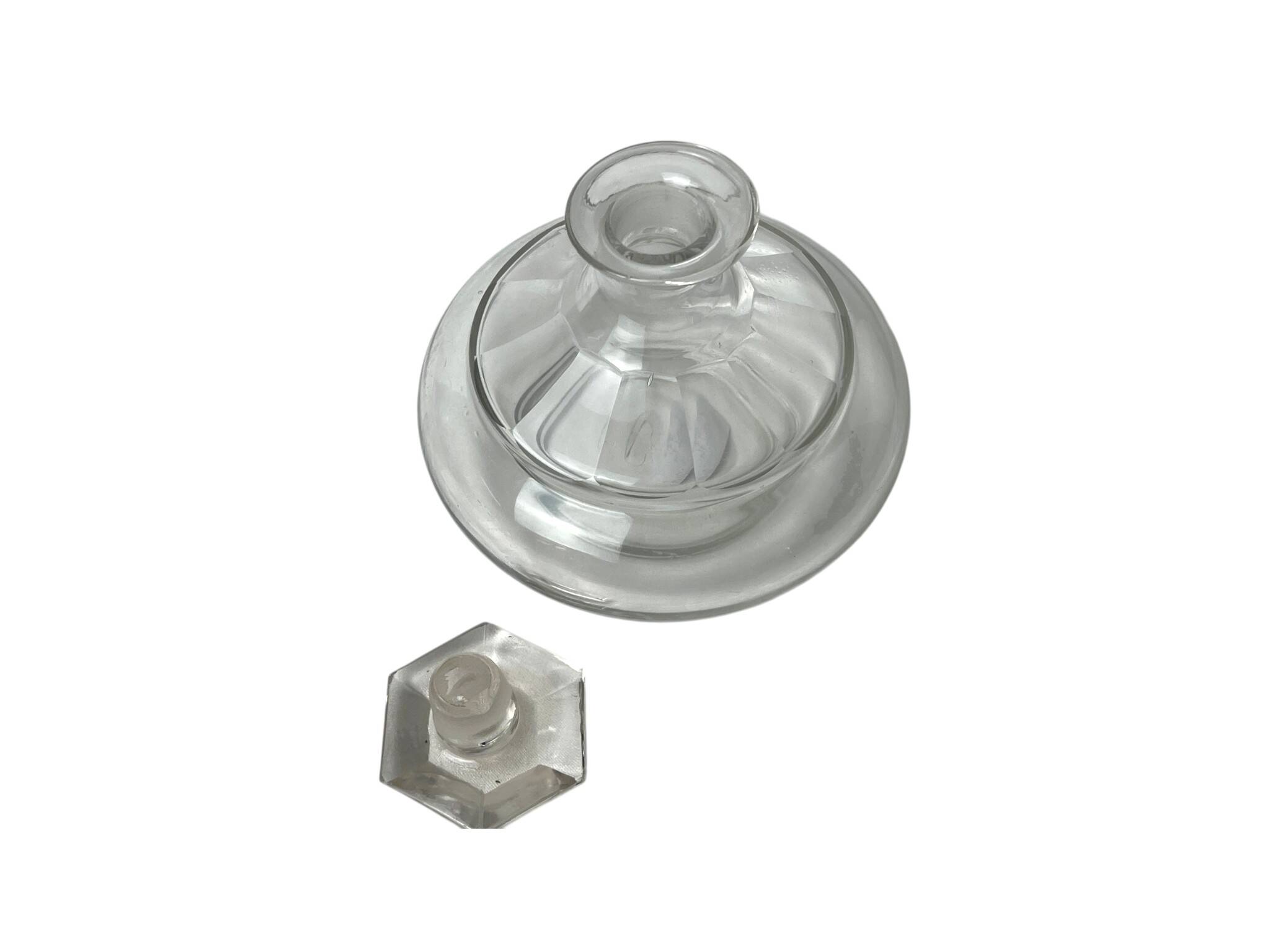 Faceted glass carafe with stopper from Italy circa 1950.
