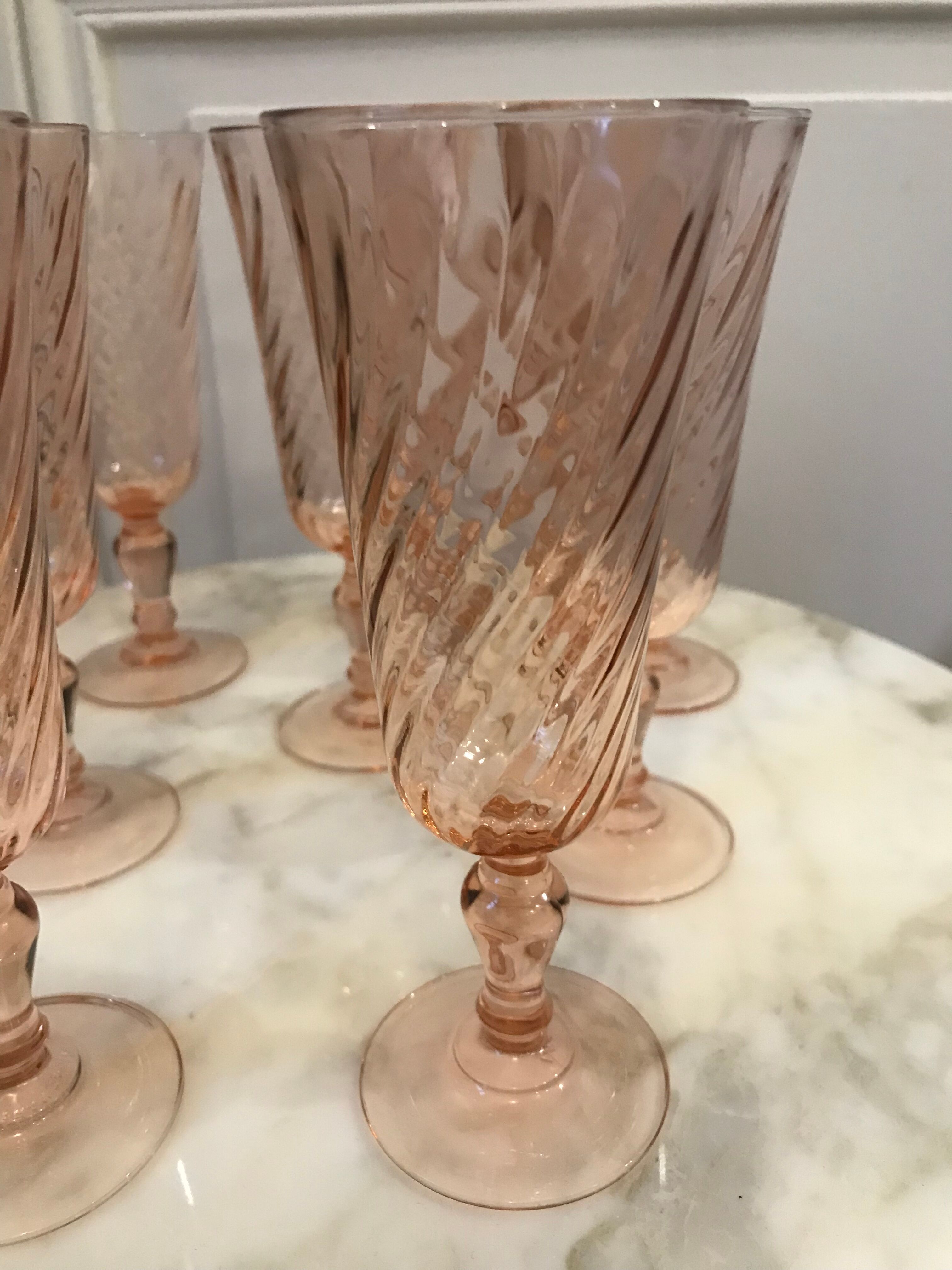 Series of 8 champagne flutes "Rosaline"
