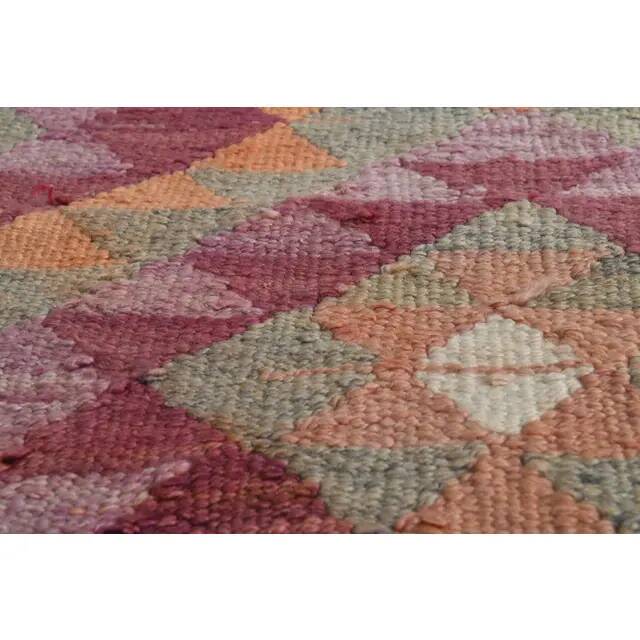 1970s Turkish Oushak Handmade Wool Cotton Pink Runner Rug 94x322