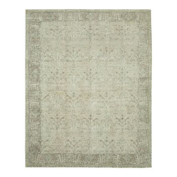 Hand-knotted persian antique 1970s 285 cm x 355 cm beige wool carpet